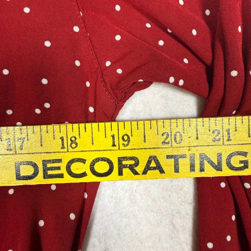 Uniqlo Womens Red Polka Dot Long Sleeve Button Front Belted Shirt Dress Size M - Picture 6 of 6